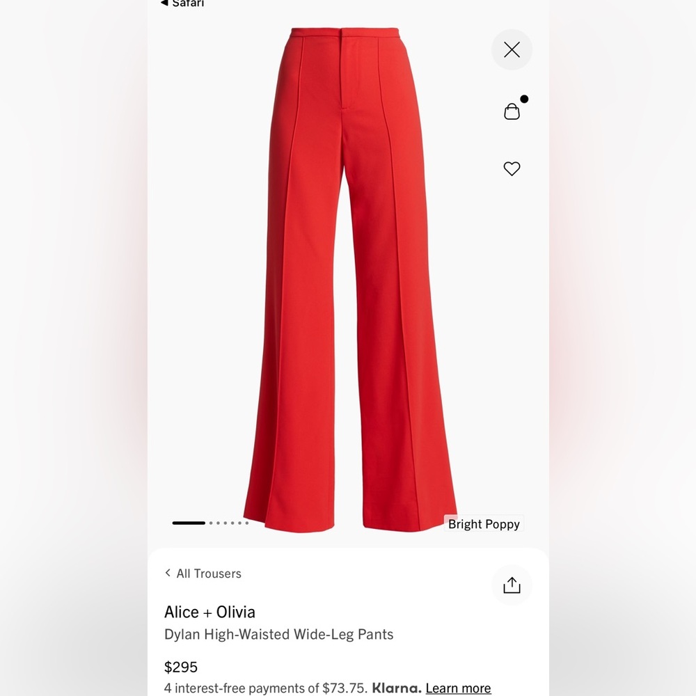 Alice + Olivia Red Wide-Leg Pants
